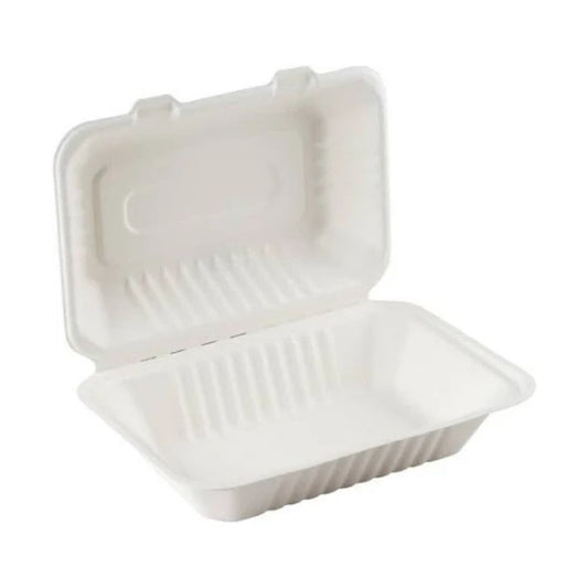 CLAMCHELL COMPOSTABLE FOOD BOX (RECTANGLE) 500PCS/CS
